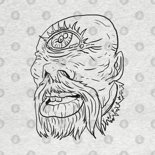 Cyclops Scary Monster Horror Black Lineart by Moonwing